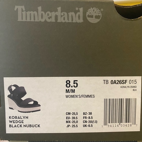 Timberland Koralyn Sporty Wedge Sandals in Nubuck Black Womens Sizes 7.5 8.5 9 - Picture 10 of 11